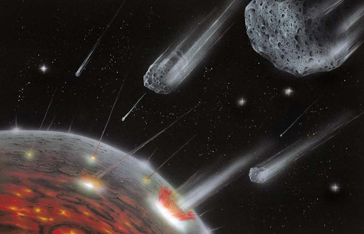 地球に衝突する微惑星
